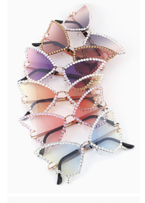 Butterflies - Crystal Embellished Butterfly Sunglasses