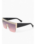 Love To Shine - Square Frame Rhinestone Embellished Tinted Lense Sunglasses (4 Colors)