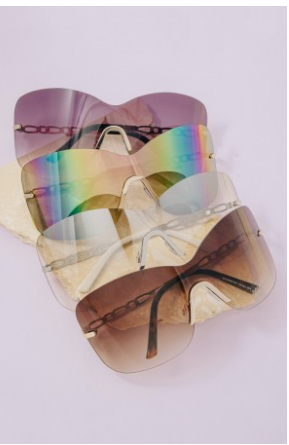 All That - Rimless Shield Chain Temple Sunglasses