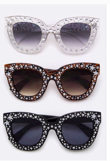 Star - Crystal Star Embellished Cat Eye Sunglasses