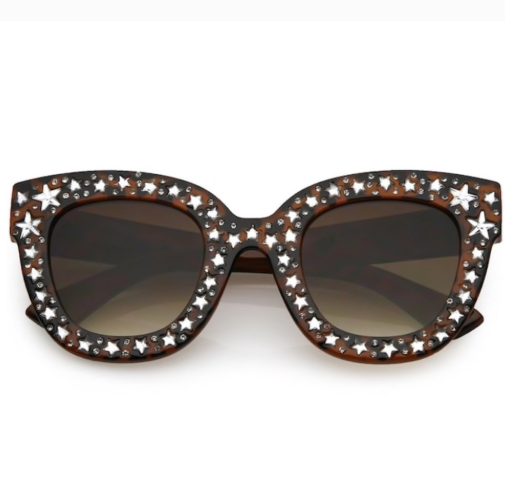 Star - Crystal Star Embellished Cat Eye Sunglasses